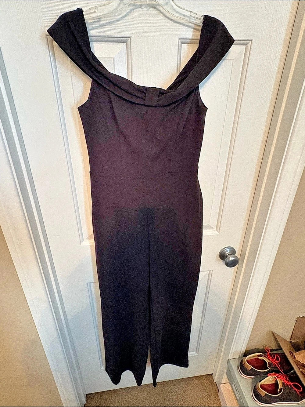 Off-The-Shoulder Fold-Over Jumpsuit Black